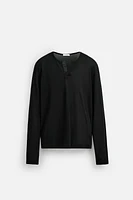 SEMI-SHEER T-SHIRT WITH FRONT OPENING
