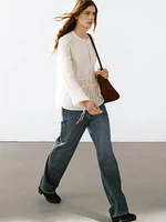 Flowing semi-sheer blouse with ties