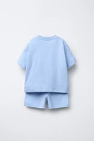 TEXT T-SHIRT AND BERMUDA JOGGING SET