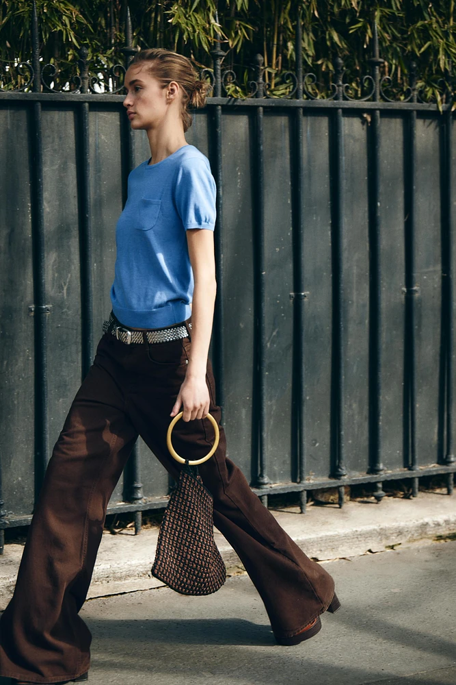 WOVEN BAG WITH METAL HANDLE