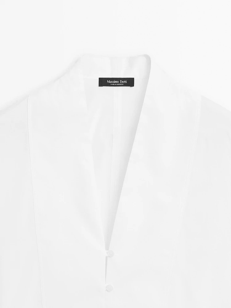 Chemisier plastron boutonné 100 % coton