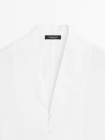 Chemisier plastron boutonné 100 % coton
