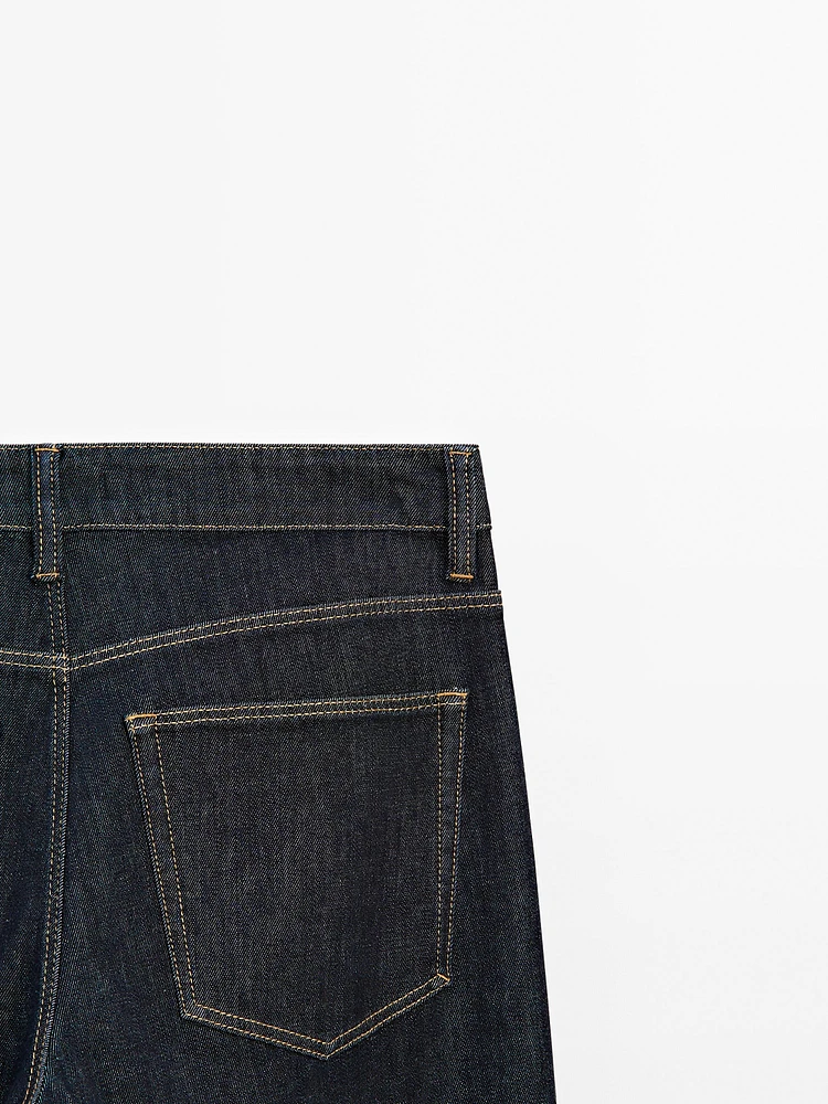High-waist straight-leg jeans with seam details