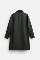 WAXED TRENCH COAT WITH CONTRAST COLLAR