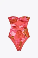 MAILLOT DE BAIN BANDEAU IMPRIMÉ CUT OUT