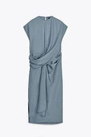 LINEN BLEND DRAPED DRESS ZW COLLECTION