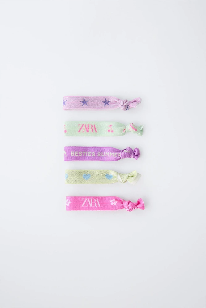 FIVE-PACK OF TEXT HAIR TIES
