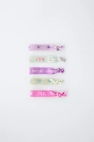 FIVE-PACK OF TEXT HAIR TIES