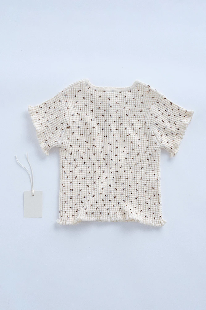 ZARA TIMELESS - T-SHIRT EN MAILLE GAUFRÉE À FLEURS
