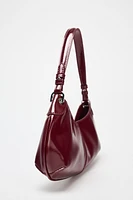 FAUX PATENT LEATHER FINISH SHOULDER BAG