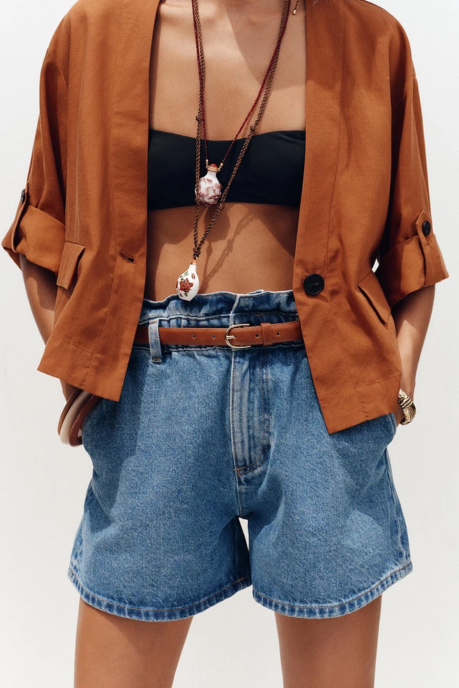 BERMUDA Z1975 EN JEAN PAPERBAG CEINTURE