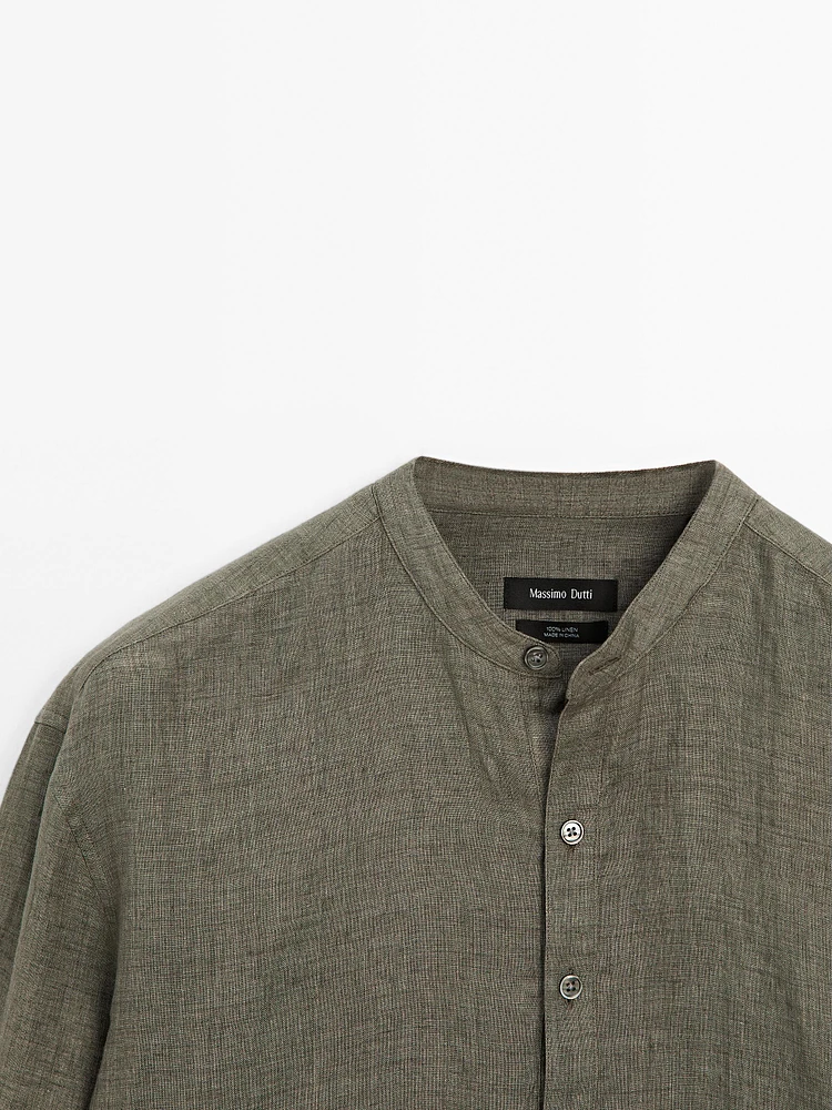Chemise col mao lin délavé