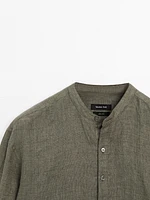 Chemise col mao lin délavé