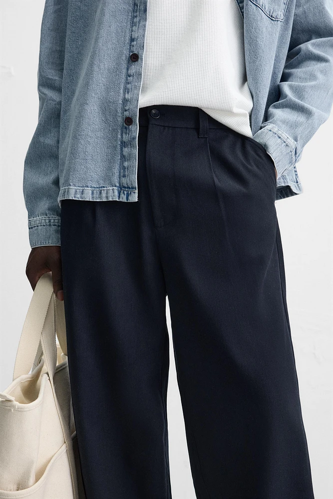 PLEATED COTTON - LYOCELL PANTS