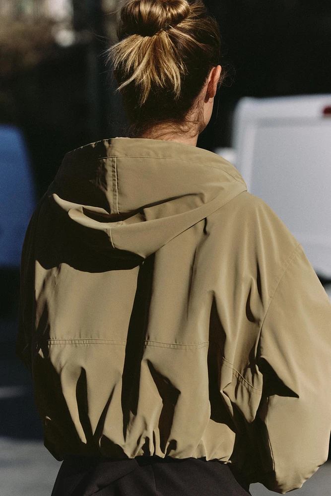 HOODED RUBBERIZED JACKET