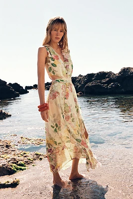 FLORAL PRINT CUT OUT DRESS