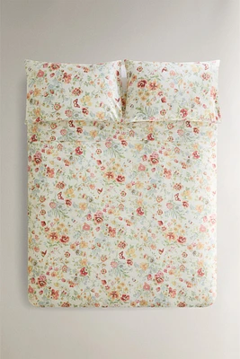 HOUSSE DE COUETTE SATIN IMPRIMÉ FLEURS
