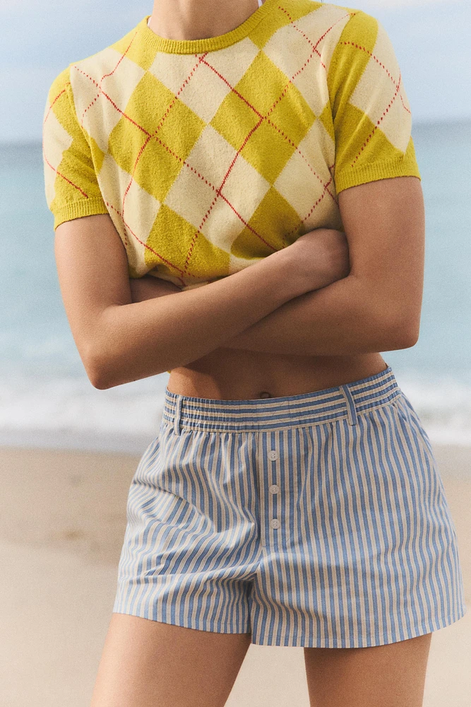 TOP EN MAILLE À LOSANGES