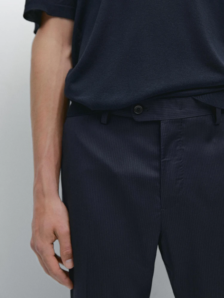 Pantalon de costume à rayures tennis en laine
