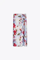 PRINTED SATIN EFFECT MIDI SKIRT