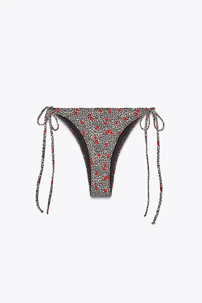 CHERRY ANIMAL PRINT BIKINI BOTTOMS