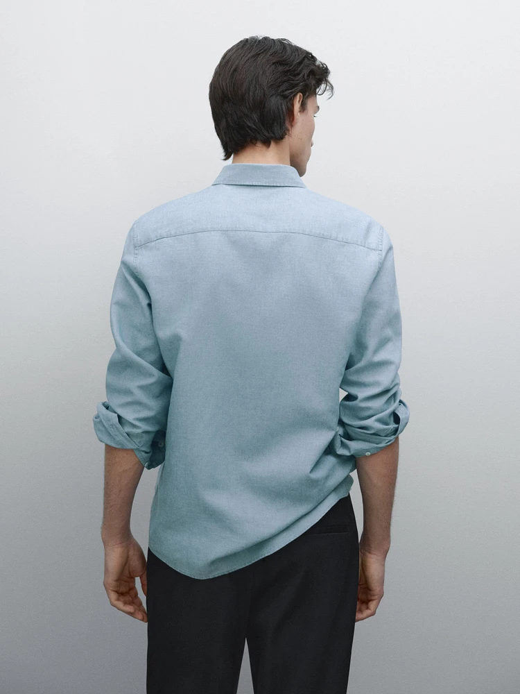 Chemise slim denim coton