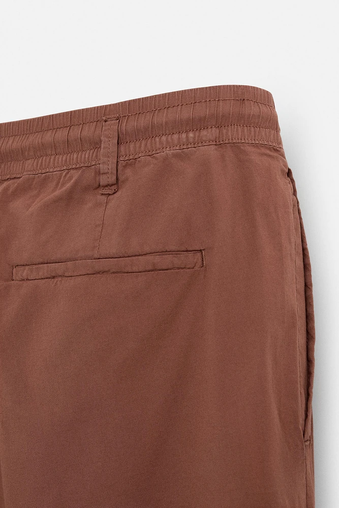 PLEATED POPLIN PANTS