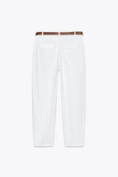 PANTALON DROIT AVEC CEINTURE EN LIN