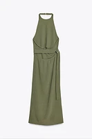 TEXTURED HALTER DRESS