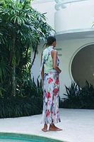 PRINTED SATIN EFFECT MIDI SKIRT
