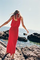 MIDI DRESS WITH RUCHED WAIST