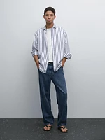 Regular fit striped linen shirt