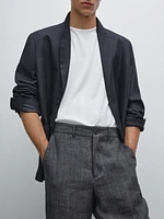 Faded 100% linen striped trousers