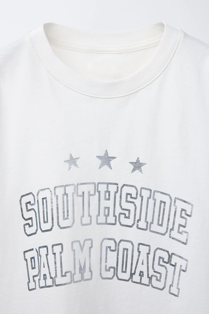 T-SHIRT CUT OUT IMPRIMÉ BRILLANT