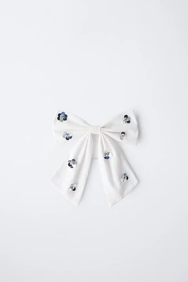 POPLIN FLORAL BOW HAIR TIE