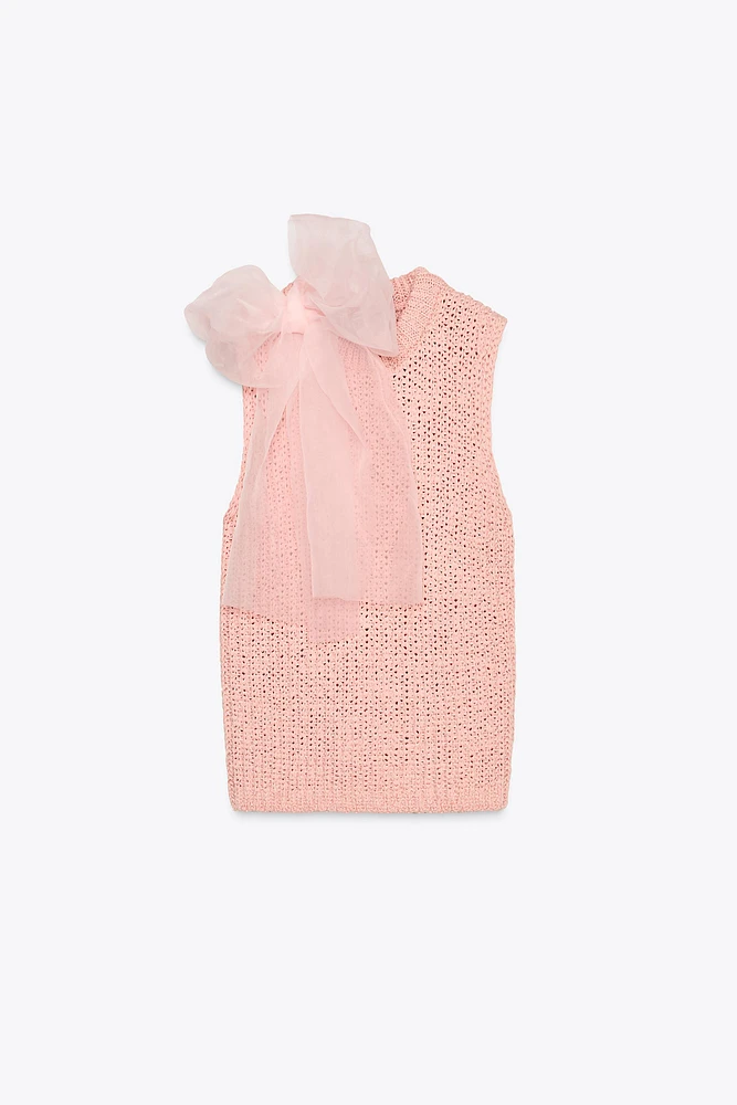 ORGANZA BOW KNIT TOP