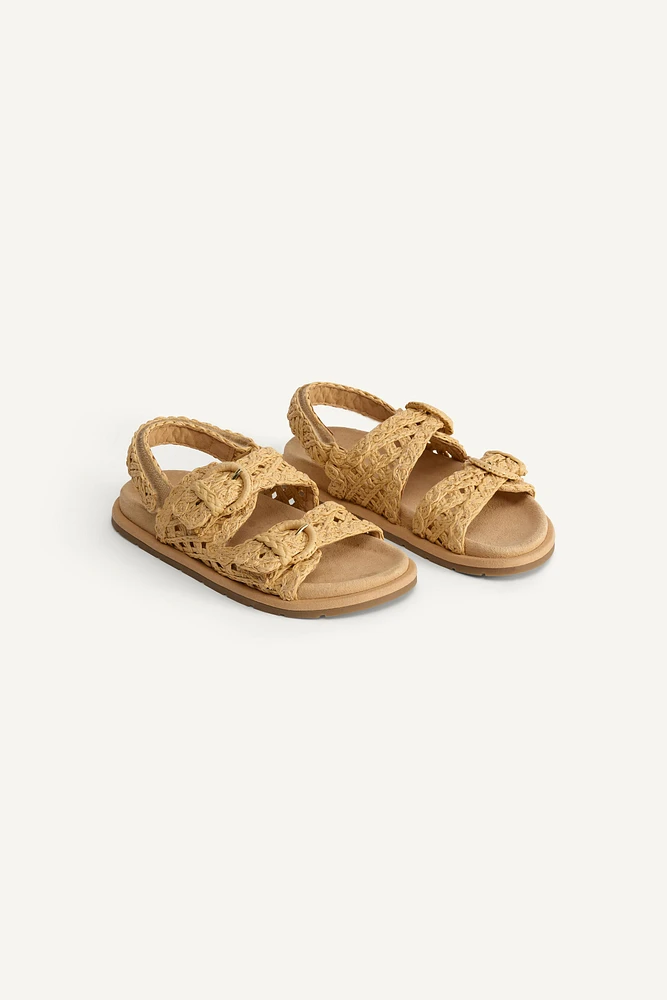RAFFIA-EFFECT BUCKLE SANDALS