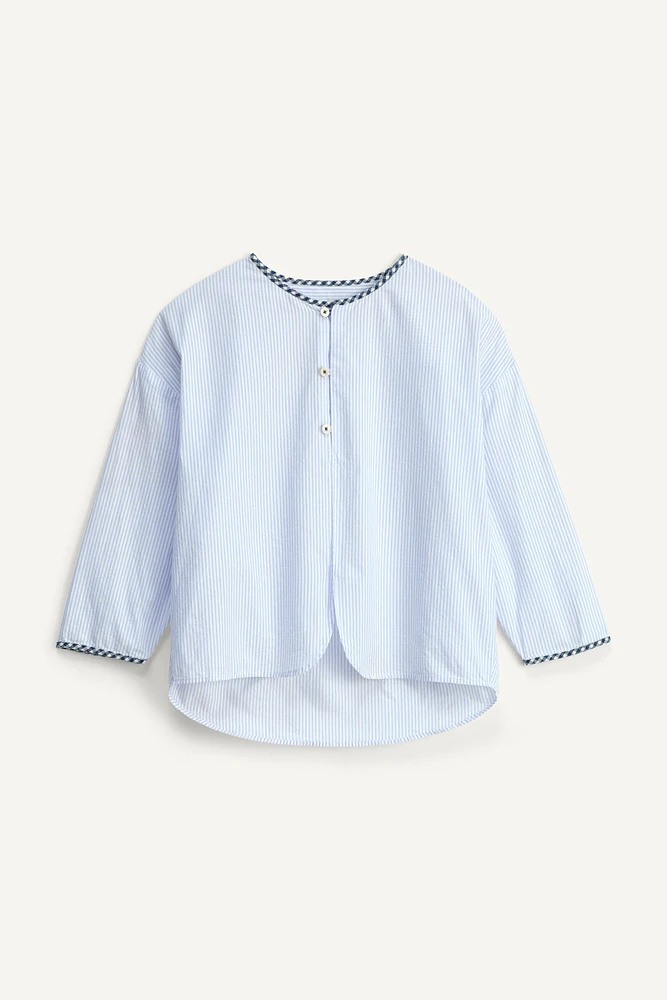 LIMITED EDITION GINGHAM TRIM STRIPED SHIRT
