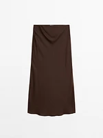 Jupe midi fluide en tissu satiné