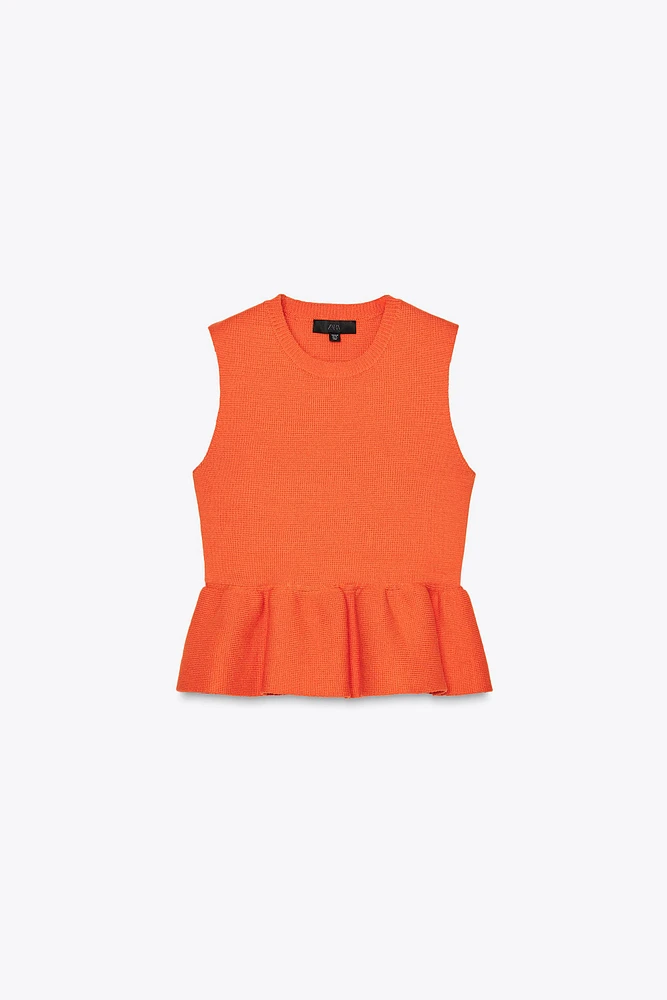 KNIT PEPLUM TOP