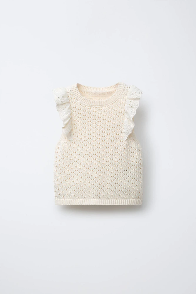 TOP EN MAILLE DENTELLE