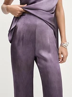 Flowing flared satin trousers