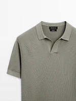 100% cotton knit polo collar sweater