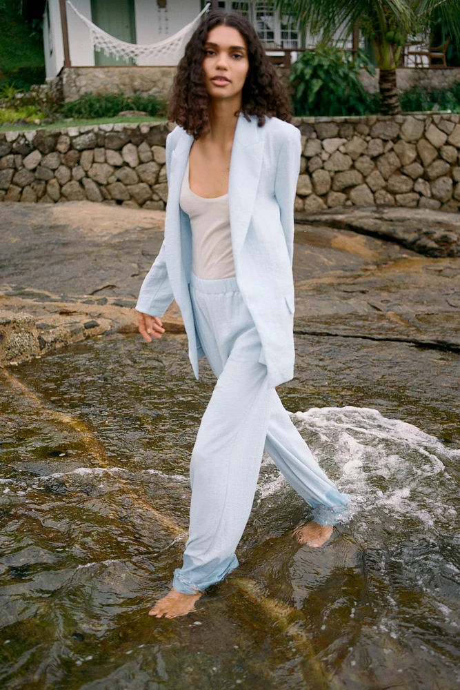 OPEN WRINKLE-EFFECT BLAZER