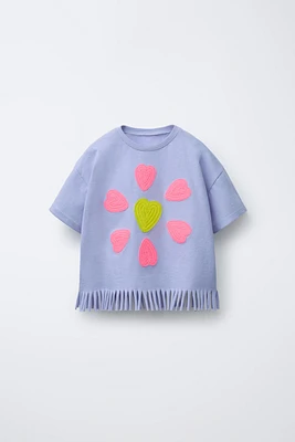 EMBROIDERED FRINGE T-SHIRT
