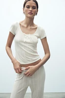 SATIN BOW POINTELLE TOP