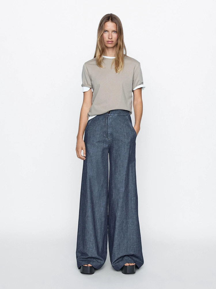 Jean super large taille haute