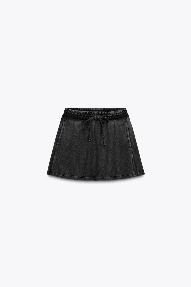 WASHED HEAVY COTTON MINI SKIRT
