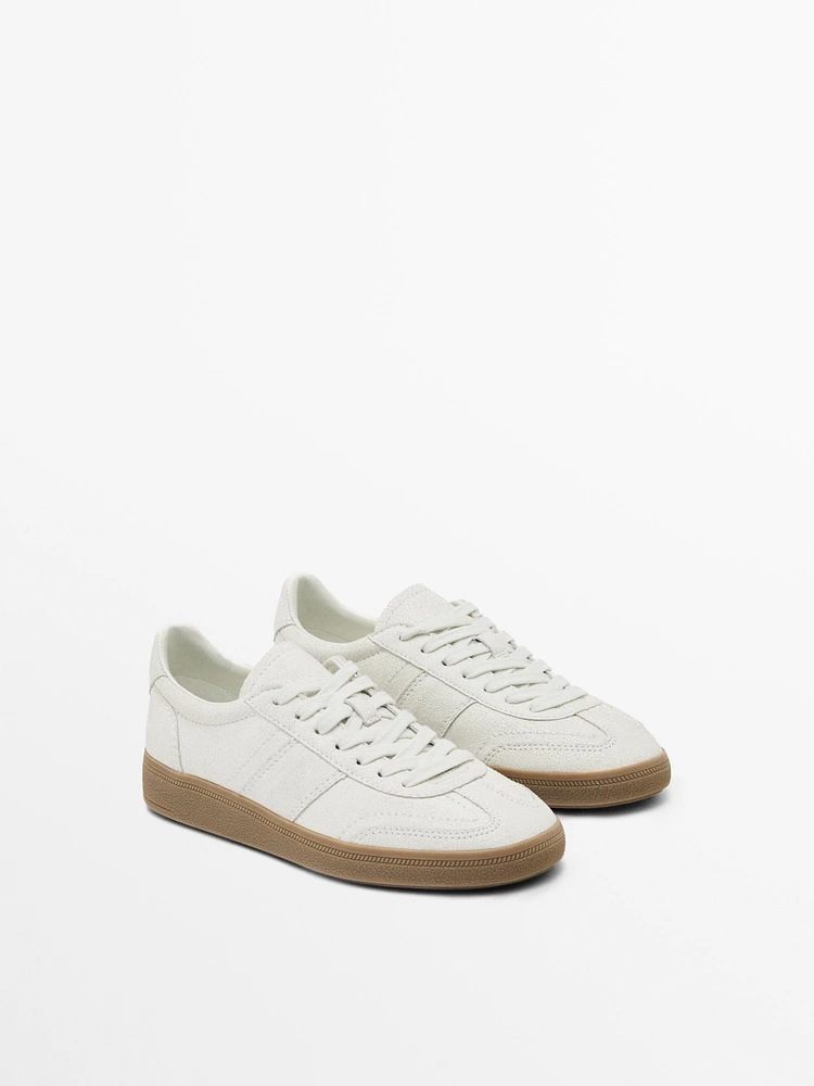 Crackled leather trainers