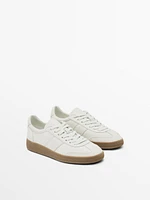 Crackled leather trainers